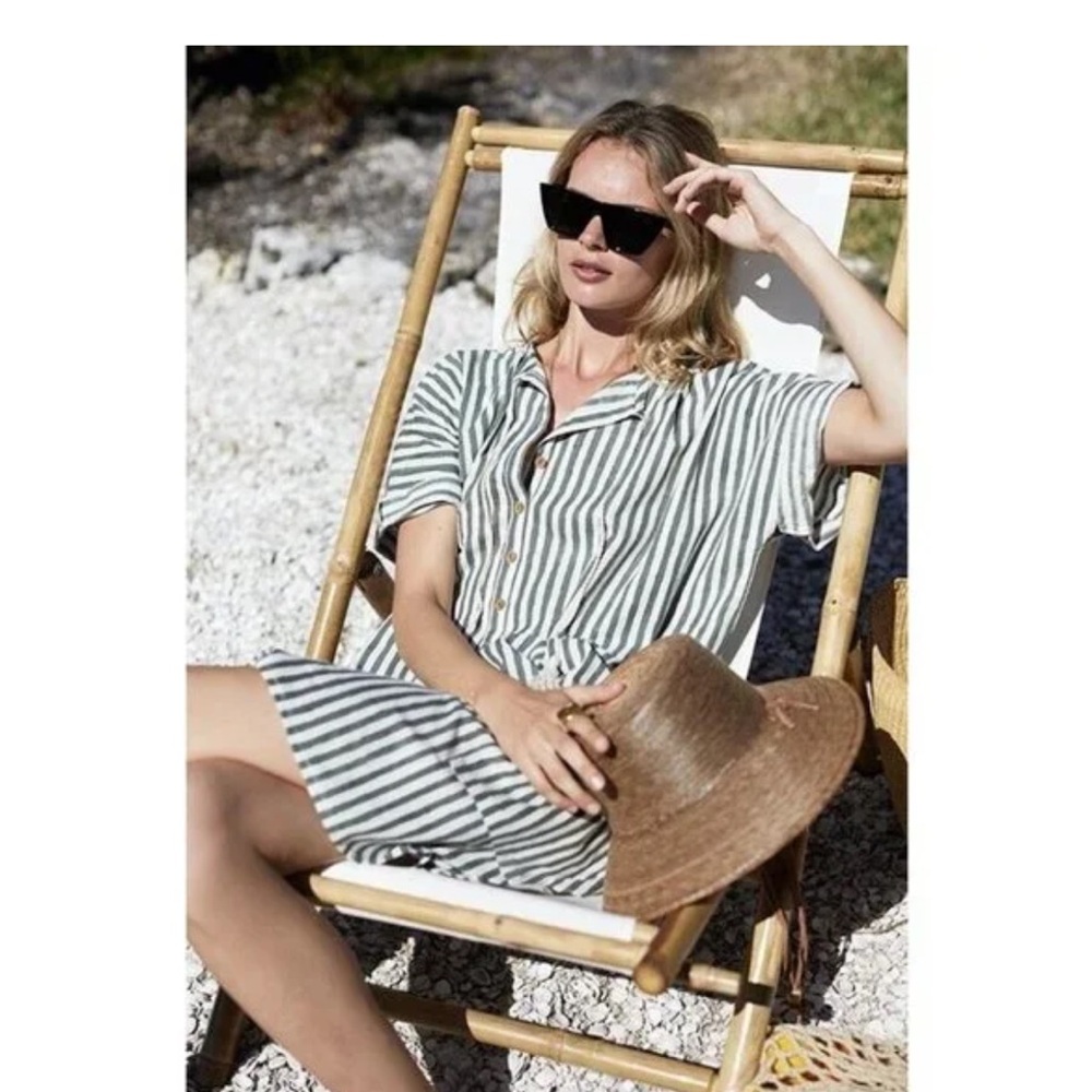 India Collection Emerson Fry Baja Oversized Caftan Moss Stripe